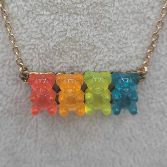 Betsey Johnson delicate Gold Tone Gummy Bear Necklace - Picture 3 of 8